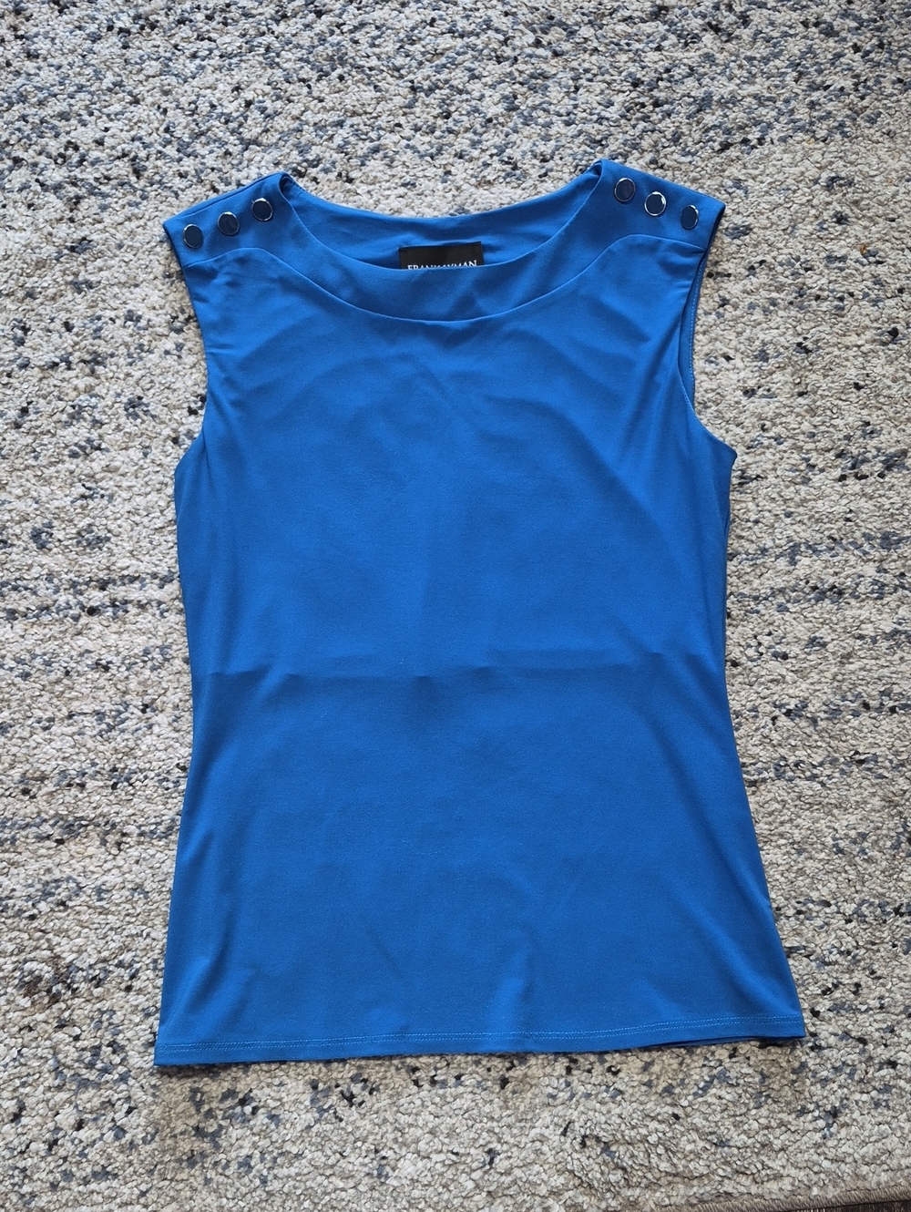 Frank Lynman Design Royal Blue Sleeveless Tank with Shoulder Buttons